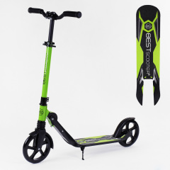 Двухколесный самокат амортизатор складной Best Scooter PU колеса 100 кг Black and green (103469) Курінь