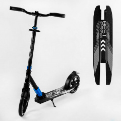 Самокат двухколесный складной амортизатор Best Scooter PU колеса 100 кг Black and blue (105586) Курінь