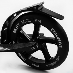 Самокат двухколесный складной амортизатор Best Scooter PU колеса 100 кг Black and blue (105586) Курінь