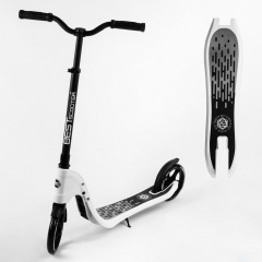 Самокат двухколесный Best Scooter складной PU колеса широкий велосипедный руль 100 кг Black/White (105380) Володарськ-Волинський
