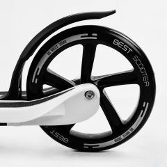 Самокат двухколесный Best Scooter складной PU колеса широкий велосипедный руль 100 кг Black/White (105380) Володарськ-Волинський