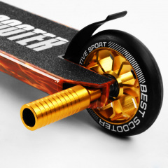 Самокат трюковый Best Scooter HIC-система пеги алюминиевый диск и дека принт Fire 100 кг Разноцветный (105676) Стрый