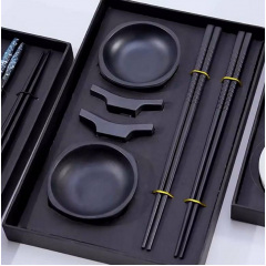Набор керамической посуды для суши и роллов Urbankit 8 предметов Черный H44KJ Сміла