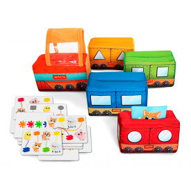 Мягкая развивающая игрушка Масік Паровозик 5 кубиков Разноцветный (132154)