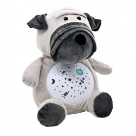 Детский ночник-проектор Mebkid Мопс 15х25х19 см Серый (163060)