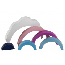 Деревянный конструктор WENYI Радуга и облачко 6 элементов Разноцветный (109938)