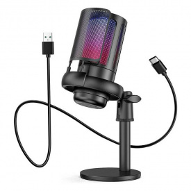 Микрофон настольный Gaming Microfone 8765 с фильтром и подсветкой RGB Black CNV