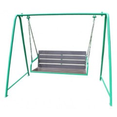 Підвісна гойдалка-лавочка No704 металева конструкція з фанерою сидіння Новая Прага