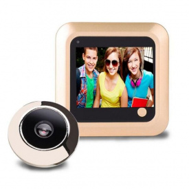 Видеоглазок дверной цветной для квартиры Kivos P100 с 2.4 дюймовым экраном и сохранением фото Золотистый (100389)