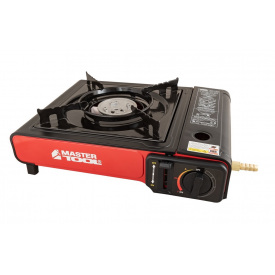 Плита портативная газовая с пьезоподжигом в пластиковом кейсе MASTERTOOL 2400 Вт Black and Red (44-5102)