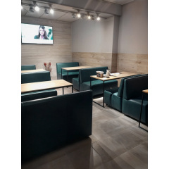 Диван для кафе Tobi Sho Прайм с высокой спинкой без подлокотников 1500x630x850, кожзам Морская волна 2215 Приморск