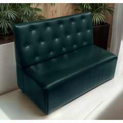 Диван для кафе Tobi Sho Бостон з високою спинкою та ґудзиками 1200x630x850, шкірзам Морська хвиля 2215 Житомир