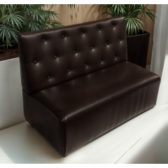 Диван для кафе Tobi Sho Бостон з високою спинкою та ґудзиками 1200x630x850, шкірзам Темний шоколад 22311 Дніпро