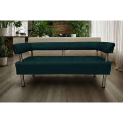 Диван офисный Tobi Sho Комфорт со спинкой и подлокотниками 1800x530x750, кожзам Морская волна 2215 Гуляйполе
