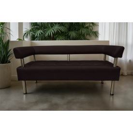Диван офісний Tobi Sho Комфорт зі спинкою та підлокітниками 1800x530x750, шкірзам Темний шоколад 22311