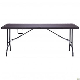 Переносний столик Додж 180х75 см складаний валізка пластик Wooden Brown коричневий туристичний-садовий