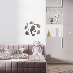 Дзеркальний декор акриловий самоклеючий Sticker Wall Камінці 12 шт Сріблястий (SW-00002496) Кропивницький