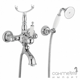 Смеситель для ванны с ручным душем Bugnatese Oxford OXCR6302 ceramic nero хром, ручки черная керамика