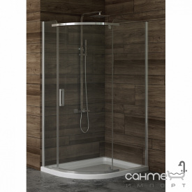Душова кабіна напівкругла асиметрична New Trendy New Komfort 100x80 K-0438 графітове скло