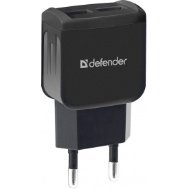 Сетевое зарядное устройство Defender EPA-13 Black, 2xUSB, 5V / 2.1A, package (83840) (6505075)