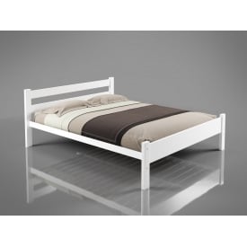 Двоспальне ліжко Ділайт Тенеро 140х200 см дерев'яне біле з метало-каркасом
