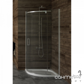 Душова кабіна напівкругла для дрібного піддону New Trendy New Komfort R55 90x90 K-0436 прозоре скло