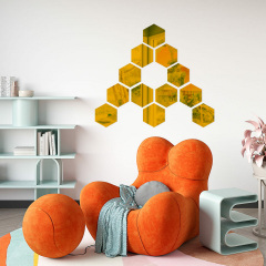 Зеркальный декор акриловый самоклеющийся Sticker Wall 125x105 мм 12 шт Золотистый (SW-00002517) Киев