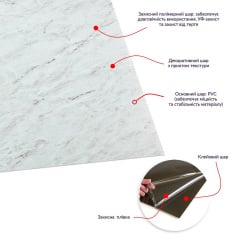 Самоклеюча LVT плитка Sticker Wall 457x457x1.5 мм Біло-сірий (SW-00002460) Надвірна