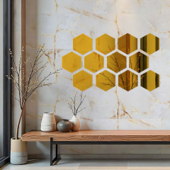 Зеркальный декор акриловый самоклеющийся Sticker Wall 150x175 мм 12 шт Золотистый (SW-00002518) Херсон