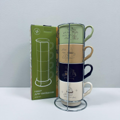Набор чашек на подставке Limited Edititon Morning Coffee B248-E0963 4 шт 340 мл Львов