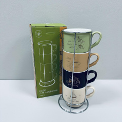 Набор чашек на подставке Limited Edititon Morning Coffee B248-E0963 4 шт 340 мл Львов