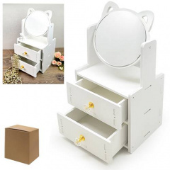 Шкатулка-комод для украшений и косметики с зеркалом Stenson TL00381 27х17х13 см Белый Изюм