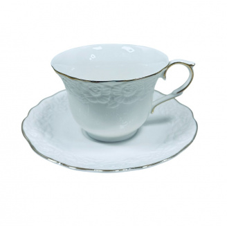 Чашка с блюдцем фарфоровая S&T 2340 Белая ночь 220 мл