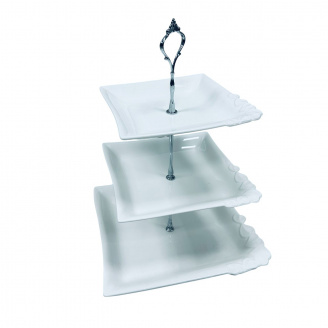 Фруктівниця фарфорова Stenson MC-4877 3-х ярусна h - 37 см 23418