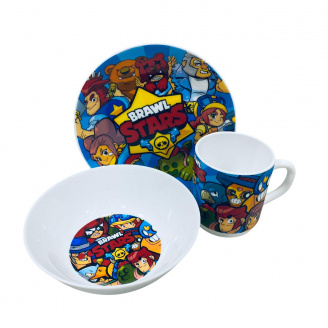 Набір дитячого посуду зі склокераміки Brawl Stars 3535-4 3 предмети
