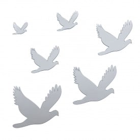 Дзеркальний декор акриловий самоклеючий Sticker Wall Птахи 6 шт Сріблястий (SW-00002520)