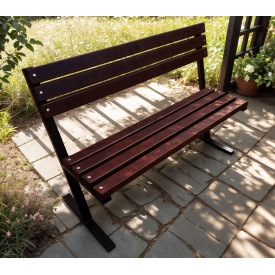 Лавка садово-паркова Tobi Sho Лофт Лайн зі спинкою без підлокітників 1,3 м колір Каштан