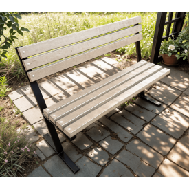 Лавка садово-паркова Tobi Sho Лофт Лайн зі спинкою без підлокітників 1 м колір Слонова кістка