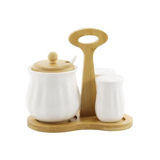 Набор для специй фарфоровый на деревянной подставке Interos PJ03318