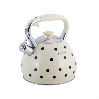 Чайник 3 л Kamille із нержавіючої сталі зі свистком та ручкою з покриттям 