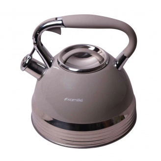 Чайник Kamille КМ-0696AN з нержавіючої сталі зі свистком і ручкою з покриттям «soft-touch» 2,7 л Бежевий (5161)