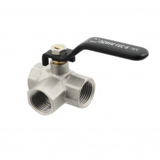 Кран шаровой Raftec 1/2″ ВВВ трехходовой, прямой, латунь (TDRH01)