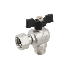Шаровой кран с накидной гайкой Raftec 1/2″ ВН угловой, латунь (DRBM1) Ірпінь