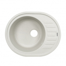 Гранитная мойка VENTA Stone 615x495 врезная, овальная, белая (VS505005)