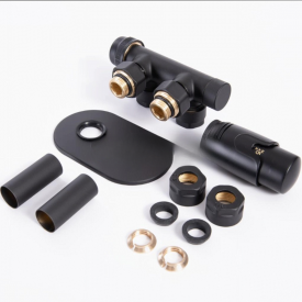 Термостатический комплект Thermrad H-blok 1/2"x3/4" угловой, черный