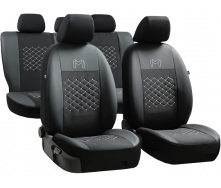Авточехлы для Audi A4 B6 (2000-2004) POK-TER экокожа с тканью черного цвета
