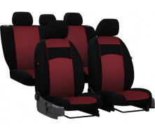 Авточехлы с автоткани Toyota Yaris 2005-2011 Pok-ter VIP с красной вставкой