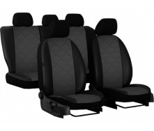 Авточехлы из экокожи Nissan Navara 2004-2015 POK-TER ELIT Premium с серой вставкой