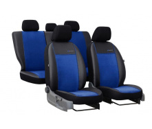 Авточехлы Peugeot 207 2006-2012 POK-TER Exclusive екокожа с синей вставкой алькантары