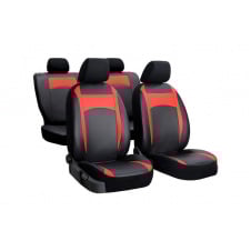 Авточехлы из эко кожи для Citroen Berlingo (до 2004 року) Pok-ter Desing Leather с красной вставкой